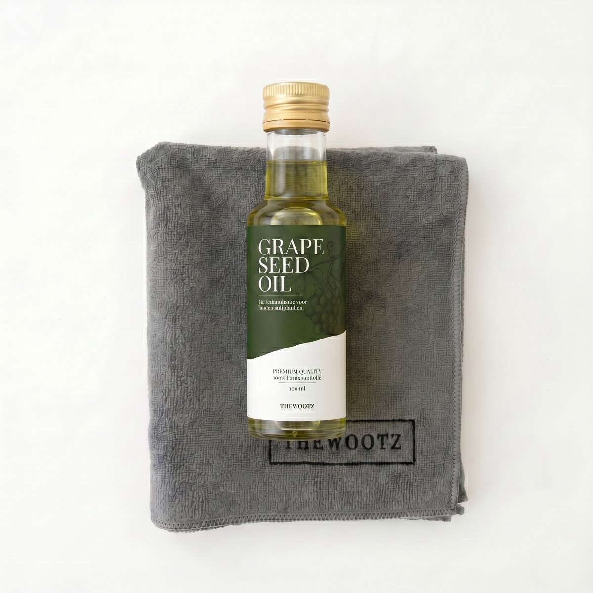 TheWootz Onderhoudsolie Starterspakket 100ml – 100% Druivenpitolie + Microvezeldoek – Compleet Starten met Snijplankonderhoud voor je houten snijplank