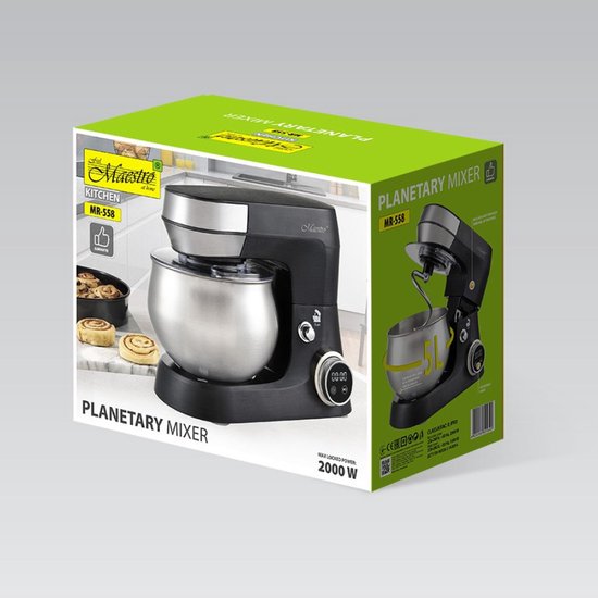 Maestro MR-558 Serie - Keukenmachine - 2000W - 5L Kom - Planetair Systeem van Maestro — afbeelding 4