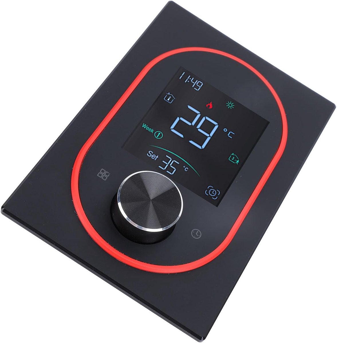 Slimme Thermostaat - Temperatuurregelaar - Comfortabel Huis - App Bediening - LCD Touchscreen - Zwart