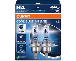 OSRAM Cool Blue Intense Next Gen H4 halogeen autolampen – witter licht en tot 100% meer zicht - Duitse kwaliteit - set met 2 lampen - 64193CBN-2HB