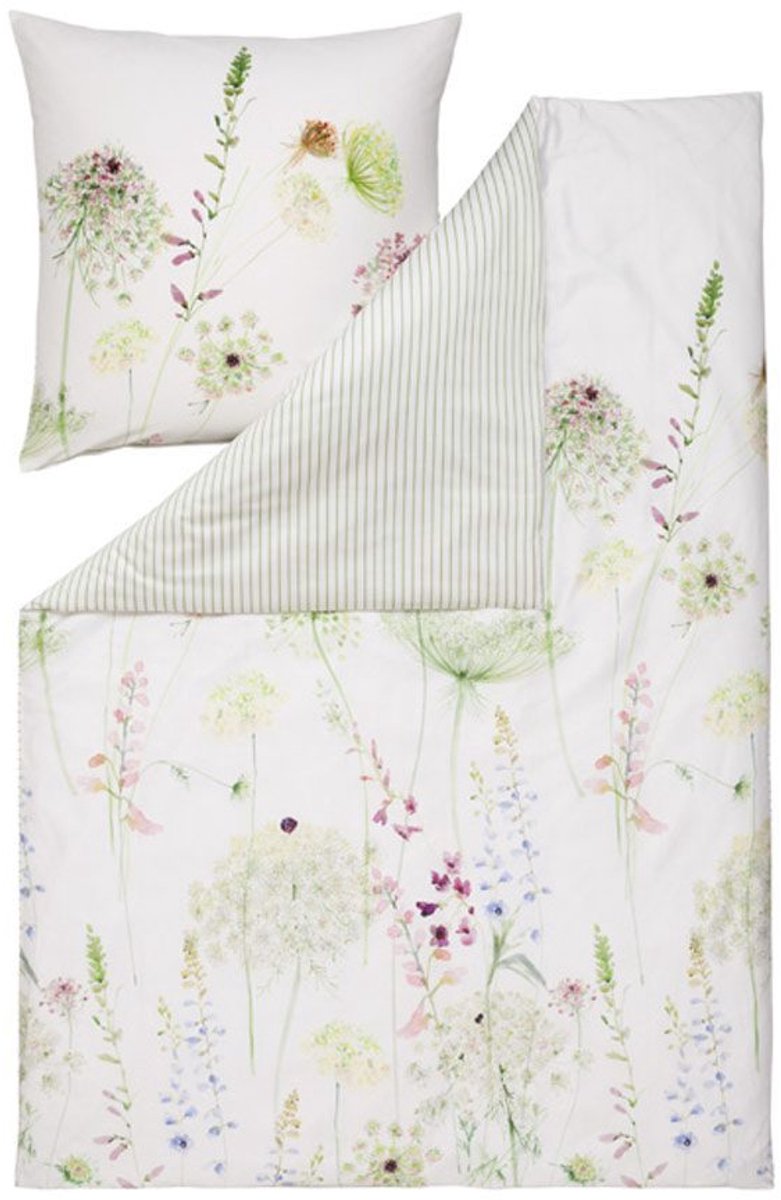 Estella Meadow - Mako-katoensatijnen dekbedovertrekset - 160 x 200 cm - 3-delig Groen