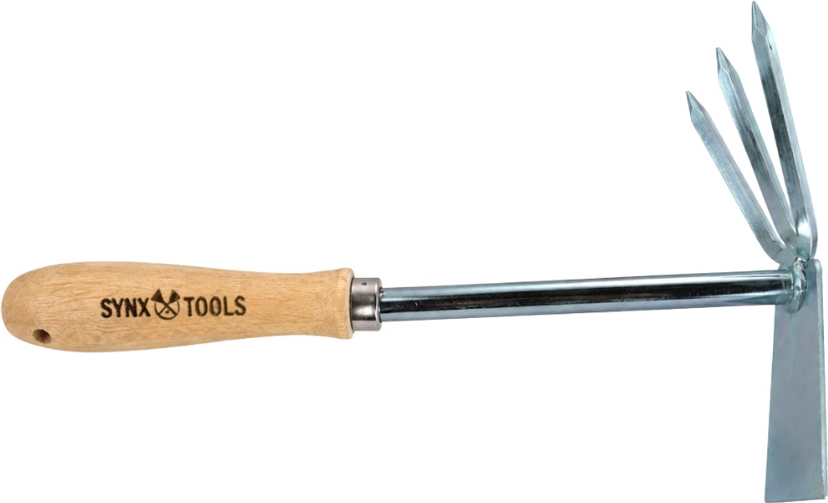 Synx Tools Handschoffel met Drie tanden- Mini tuingereedschap - Onkruidverwijderaar - Handgereedschap - Moestuin benodigheden
