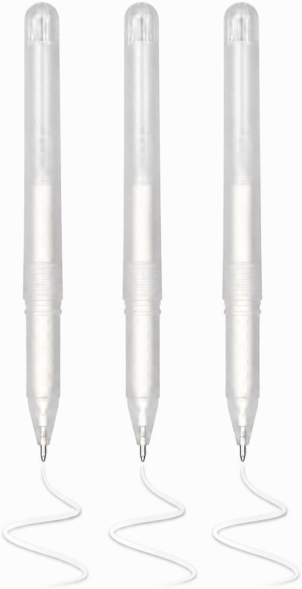 Set van 3 metallic gelstiften met 1,0 mm lijndikte en witte inkt voor tekenen, schrijven en knutselen met hoge kleurweergave.
