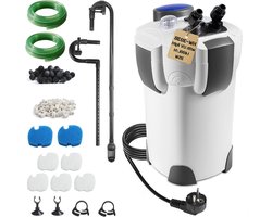 Outdoor Aquarium Filter met UV Lamp, 1400 L/h, 35 W voor Aquariums tot 300 Liter, Verstelbare 3-Stage Canister Filter, Effectieve Chamber Filter met Filtermateriaal en Slang