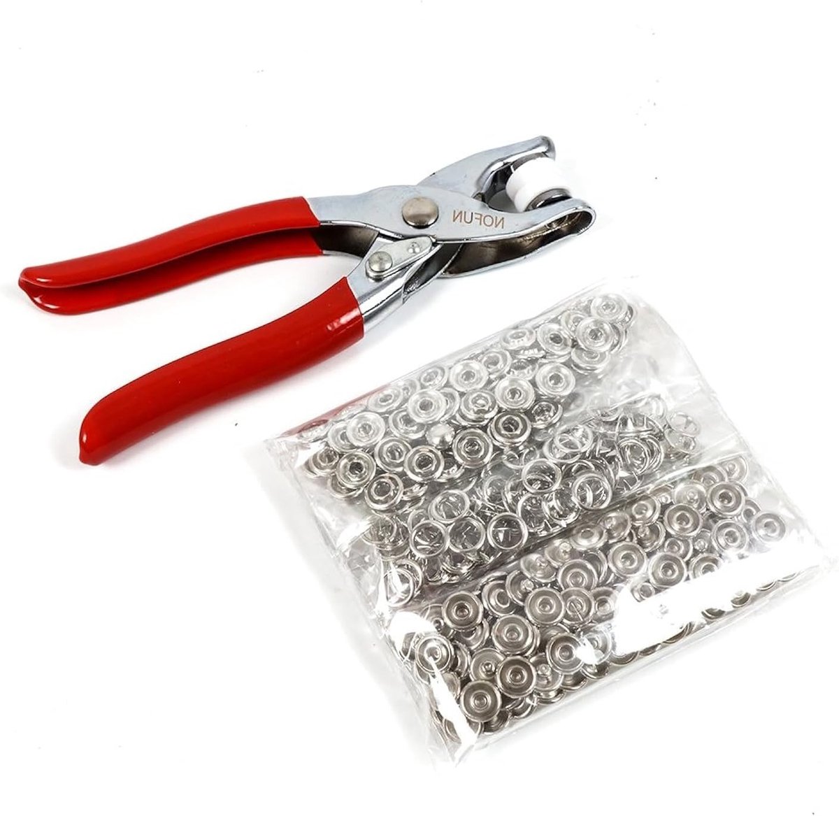 Kleurige metalen drukknoopsets van 9.5mm met tang voor DIY knutselprojecten - 100 stuks
