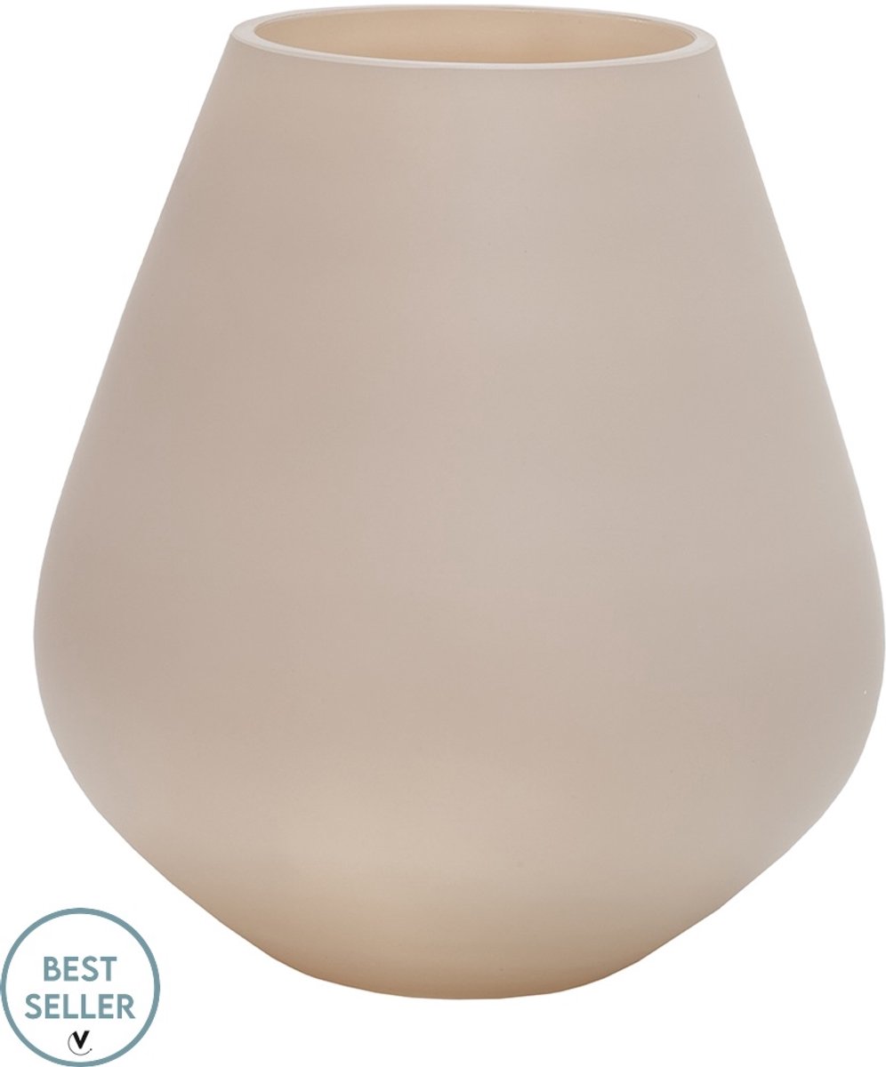 Tasman Windlicht/Vaas S – Ivory – Ø18 x H20 cm – Mat Glas – Pear Vorm – Vase The World – Luxe Interieuraccessoire – Tijdloos & Sfeervol