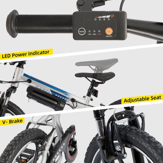 STARMOTO Radspur Elektrische Mountainbike - 20 Inch - 250W Motor - Vering Voorvork - Wit — afbeelding 3