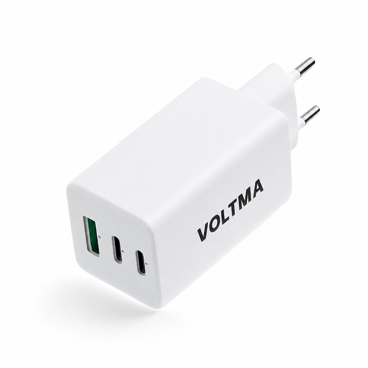 Voltma PH100ACC 100W snellader - Snelle Multi-Poort GaN Oplader van 100 Watt met 2x USB-C en 1x USB-A poorten - 100 Watt Fast Charging - USB C Laptop adapter - oplaadadapter geschikt voor iPhone, Samsung, Tablets, Laptops, Macbooks en Dell - Wit