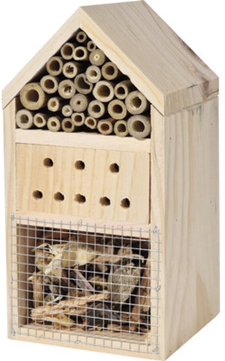 Insectenhotel-FSC Hout- Bijenhotel-12x12x25 cm. Keurige afwerking. Natuurlijke materialen.