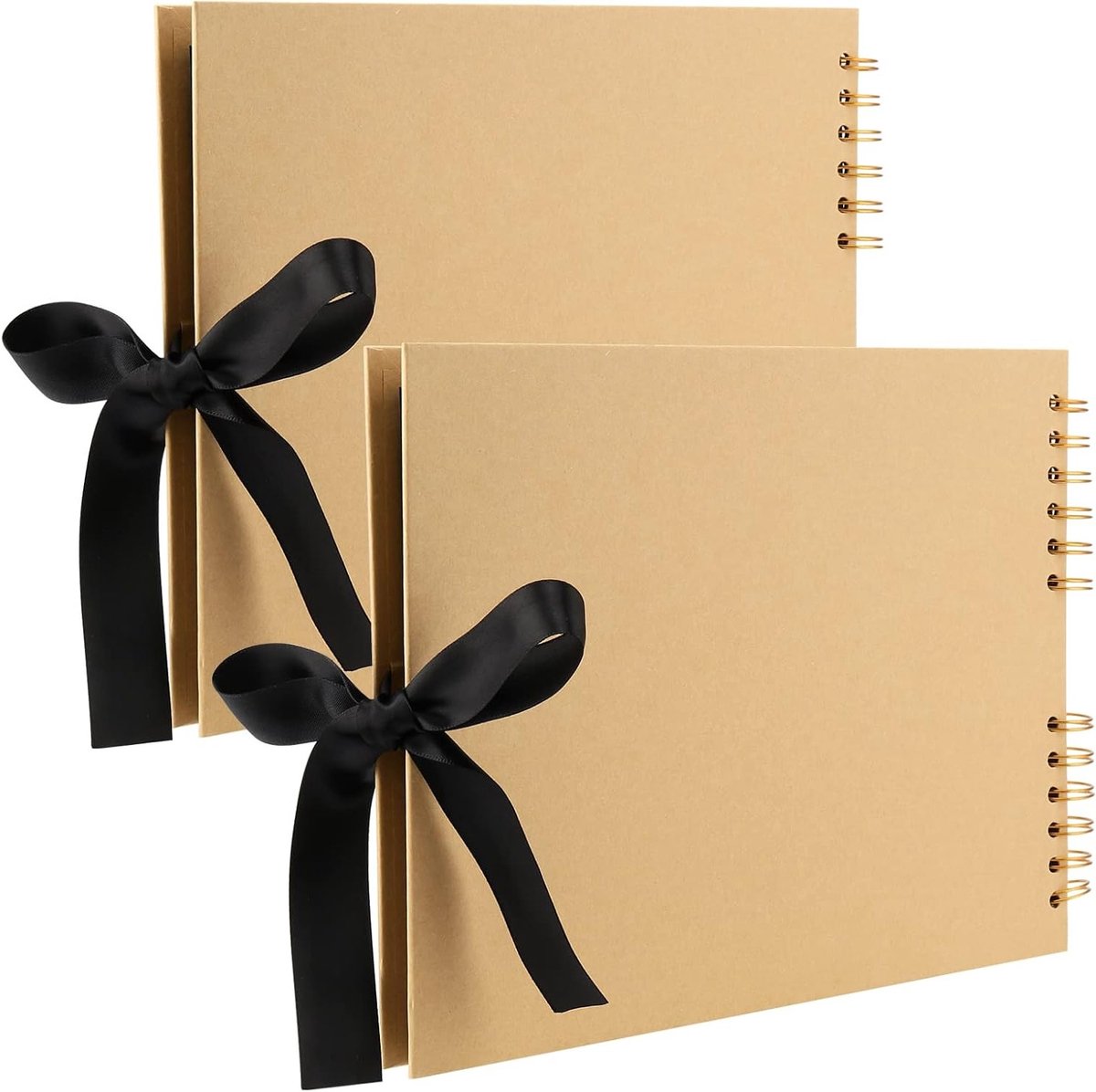 DIY Fotoalbum A4 - 2 Stuks Spiral Hardcover Album met 50 Pagina's voor Scrapbooking en Cadeaus, Zwart Binnenwerk