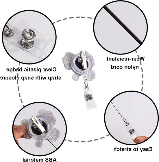 Prachtige Roze Strik ID Badge Houder voor Verpleegkundigen met 360° Rotatie en Retractable Clip - Perfecte Cadeaus voor Zorgverleners en Leraren — afbeelding 3