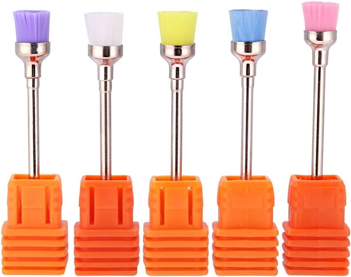 Set van 5 Stuks Nagellak Grindborstelkoppen voor Elektrische Nageldrill - Nageldust Verwijderaar en Accessoires voor Manicure en Pedicure