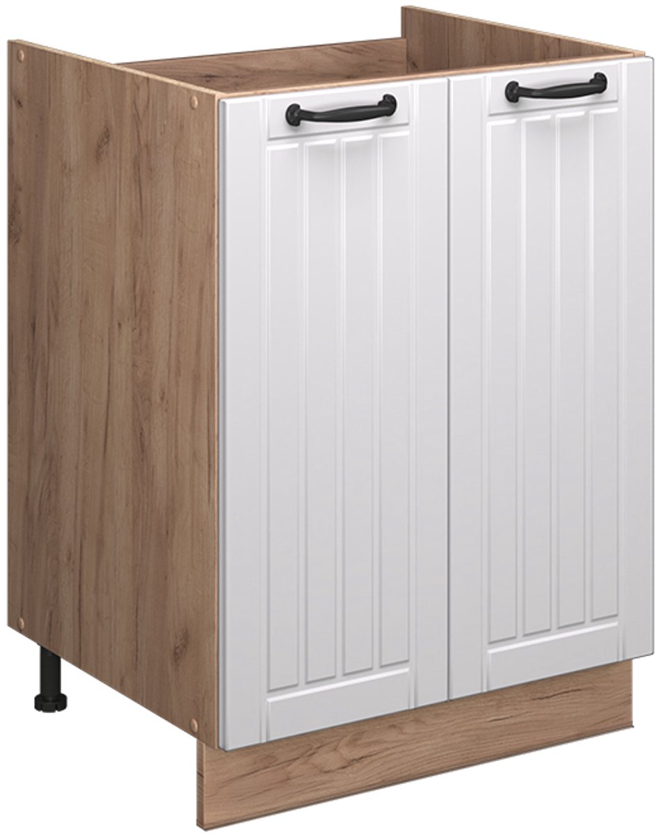 Vicco Wastafelkast Fame-Line, Wit Landhuis/Goudkleurig Eiken, 60 cm