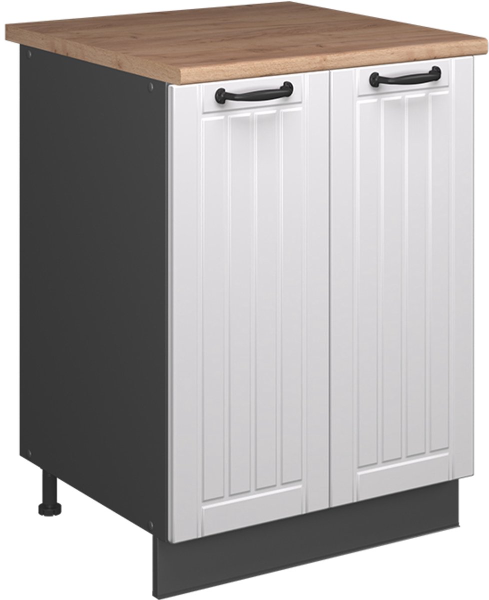 Vicco Wastafelkast Fame-Line, Wit Landhuis/Antraciet, 60 cm