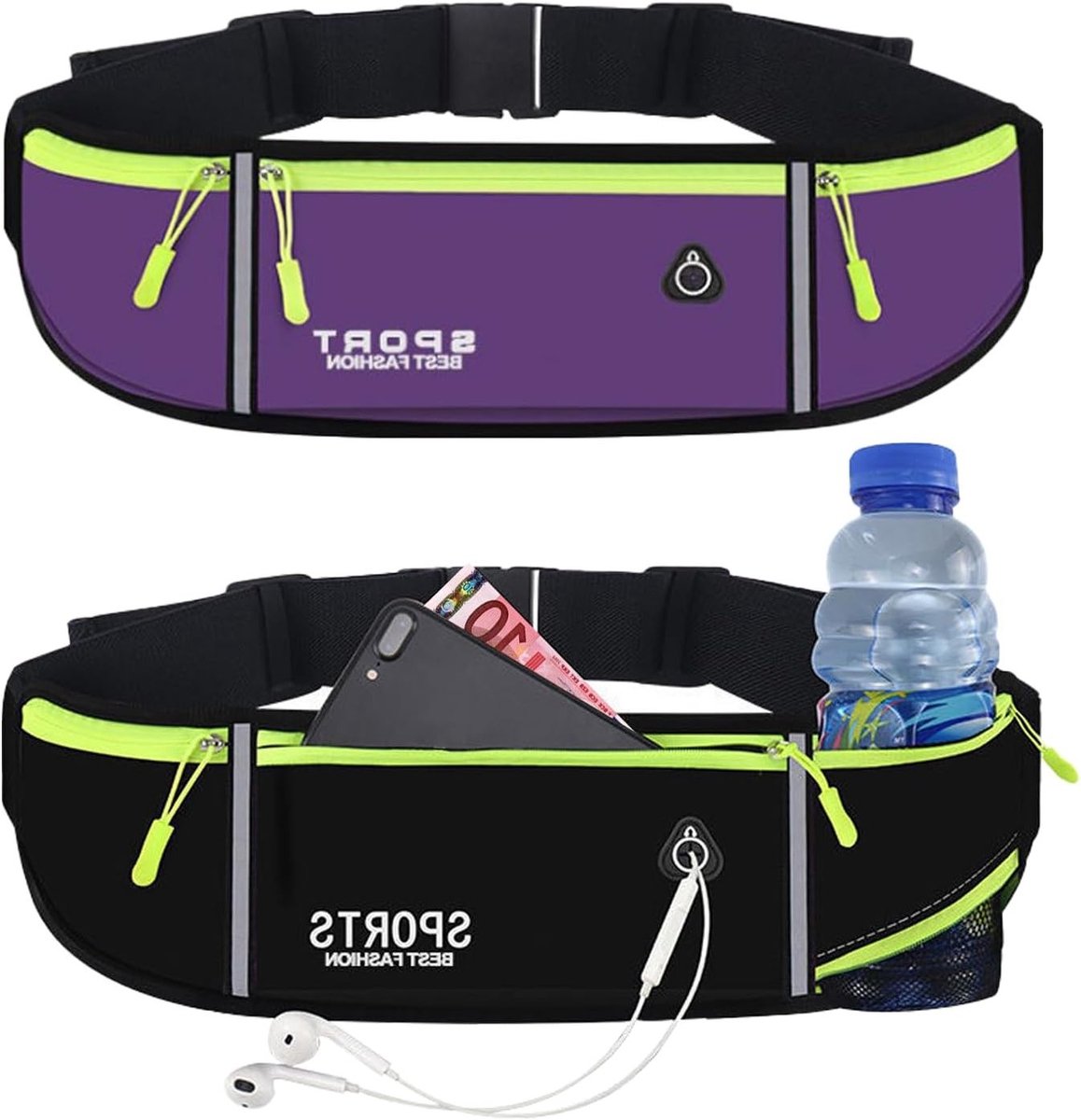 Verstelbare Waterdichte Hardloopriem voor Dames en Heren met Fleshouder en Hydratatieopties, Ideaal voor Jogging en Fitness, 80cm-97cm Taille