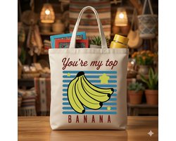 Tote Bag You're my top Banana - cute - kawaii - Gift - Cadeau - schattig - schattigdesign - liefdesign - pastelkunst - Funny