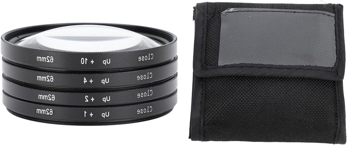 Macro Filter Set 4-in-1 voor Gedetailleerde Foto's van Insecten, Munten en Bloemen (62mm) - Ideaal voor Natuurfotografie en Close-up Opnames
