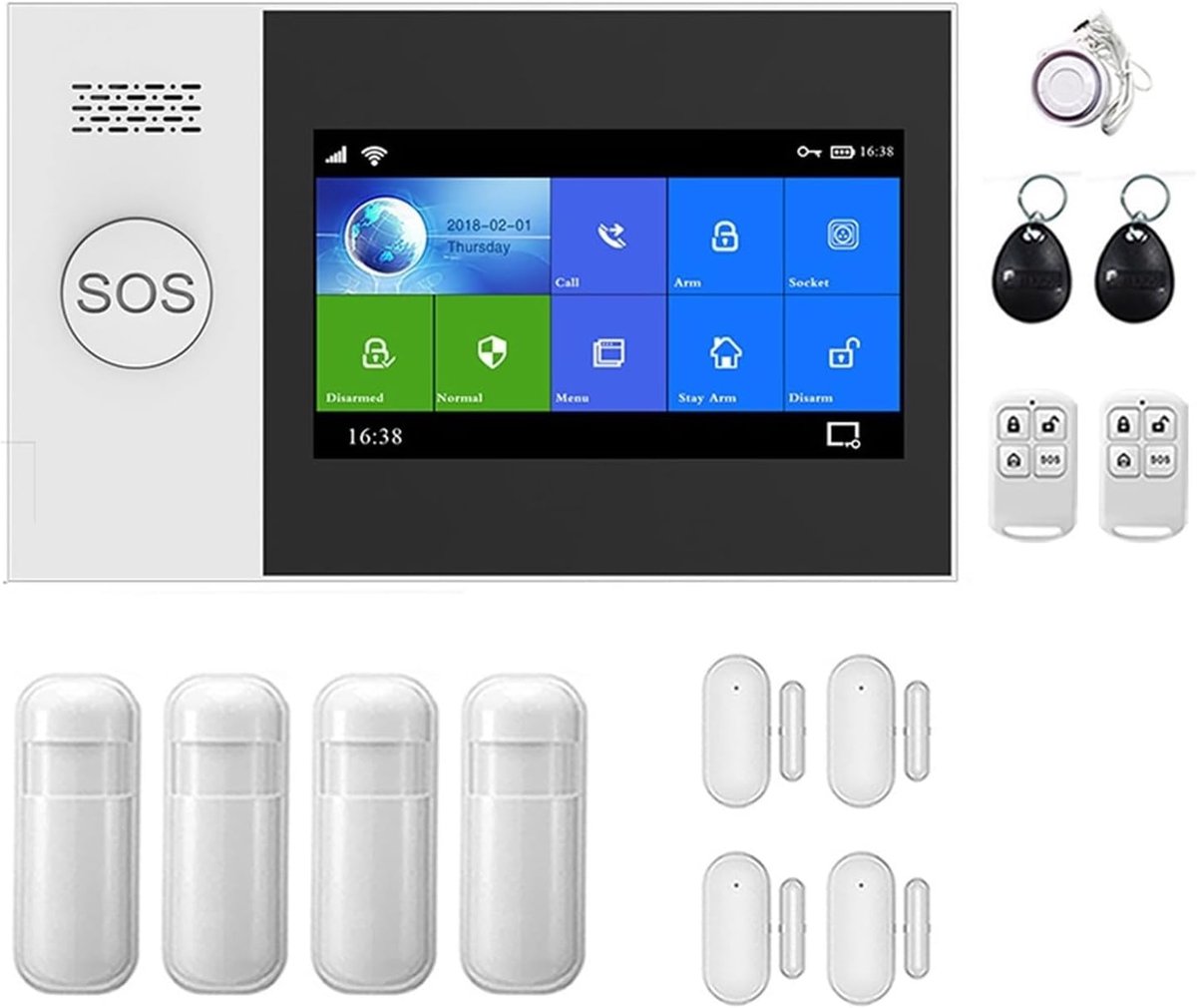 Huis Alarmsysteem - Beveiligingssysteem - Thuis Beveiligen - 4.3 Inch Touchscreen - 22.9 x 12.7 cm - Wit