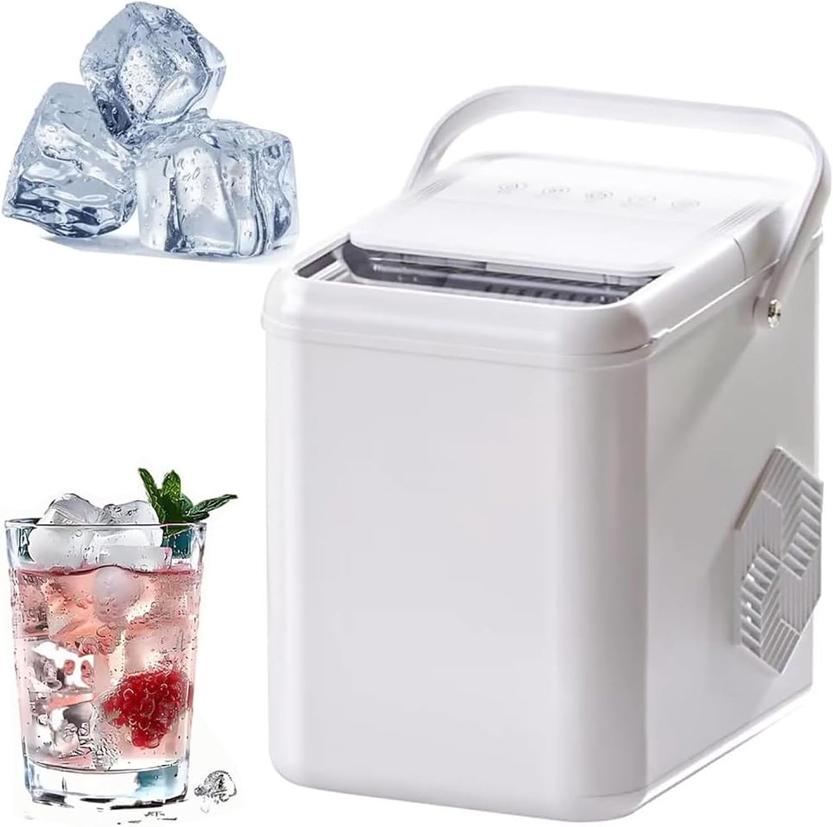 IJsblokjesmachine - Tafelijsmachine - Dranken Koelen - Zelfreinigend - 9 Blokjes Snel - Wit
