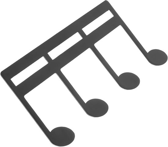 Zwarte muziekclip in de vorm van achtste noten, schuin van bovenaf gezien.