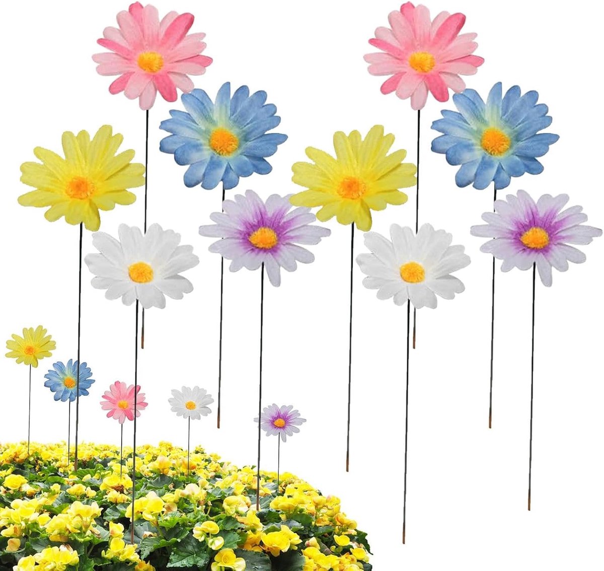 Bloementuin Decoratie - Metalen Ornamenten - Tuin Opfleuren - Weerbestendig Ontwerp - 10 Stuks - Meerdere Kleuren