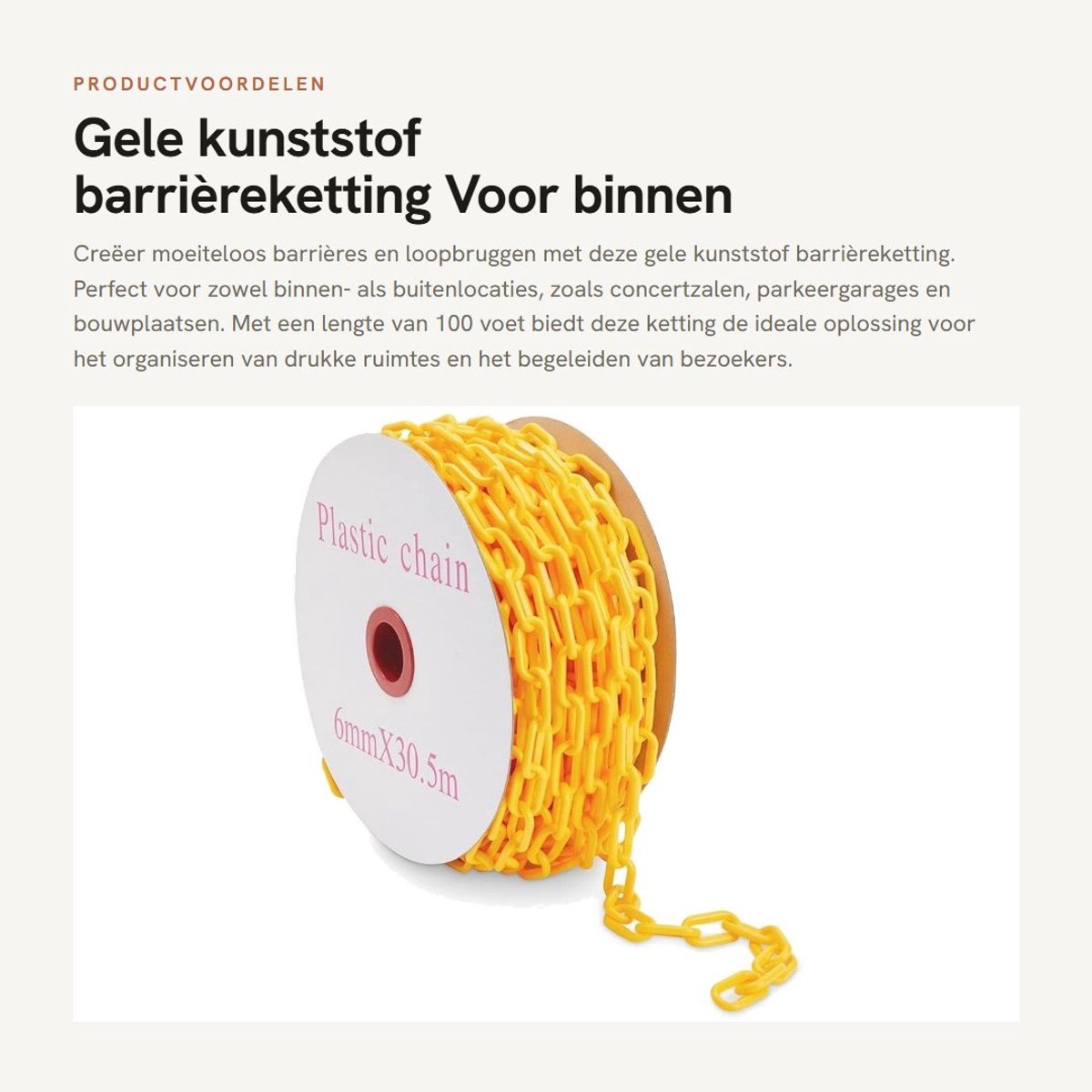 Dailygoods- Barrièreketting 100 voet - Weerbestendig Kunststof