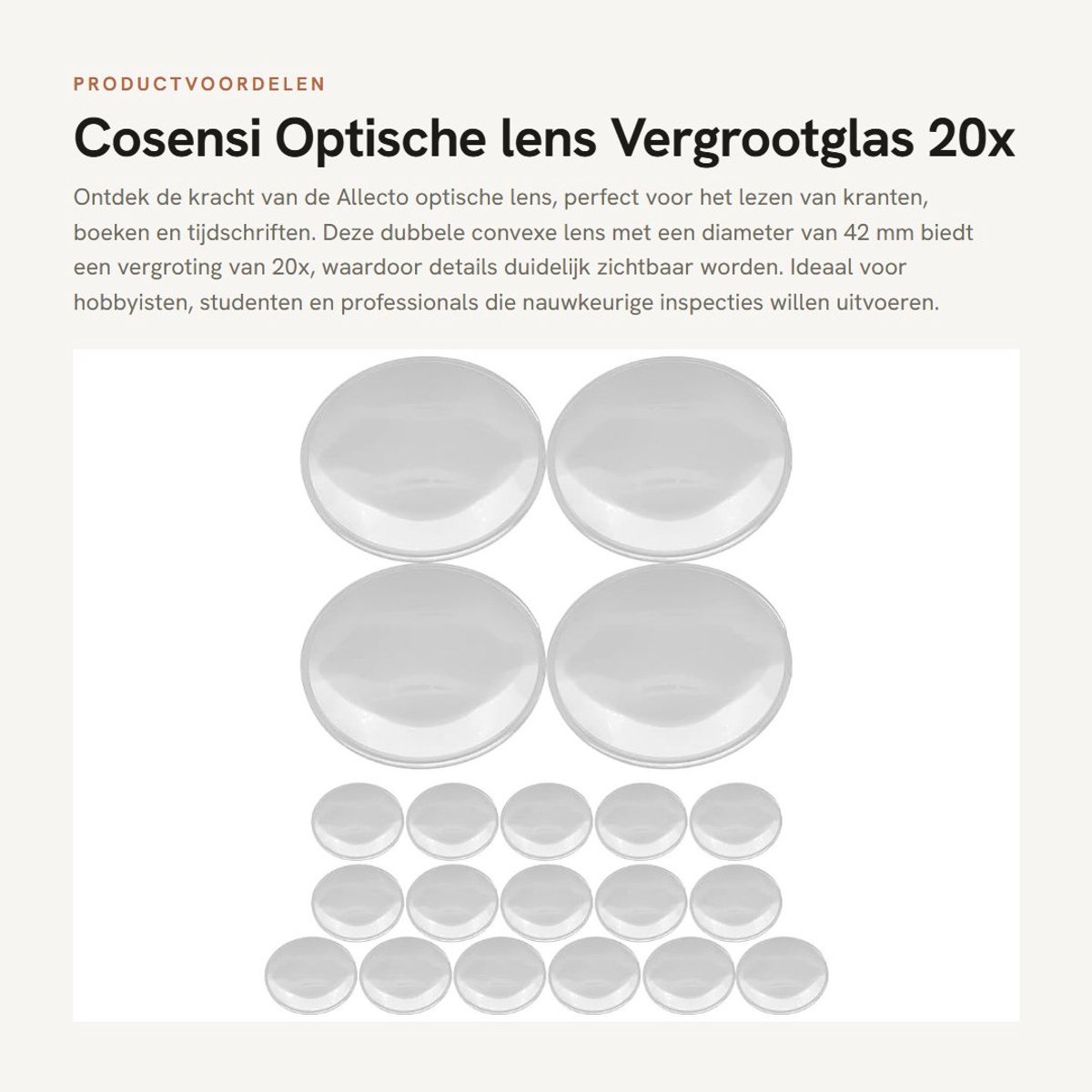 Dailygoody - Optische lens - Vergrootglas 20x - Dubbele convexe