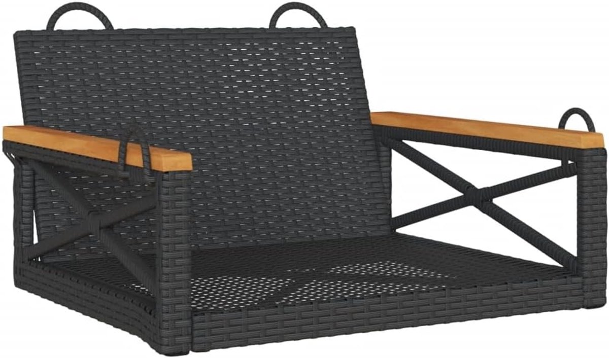 Schommelbank - Buitenstoel - Buiten Ontspannen - Roestbestendig Frame - 63x62x40cm - Zwart
