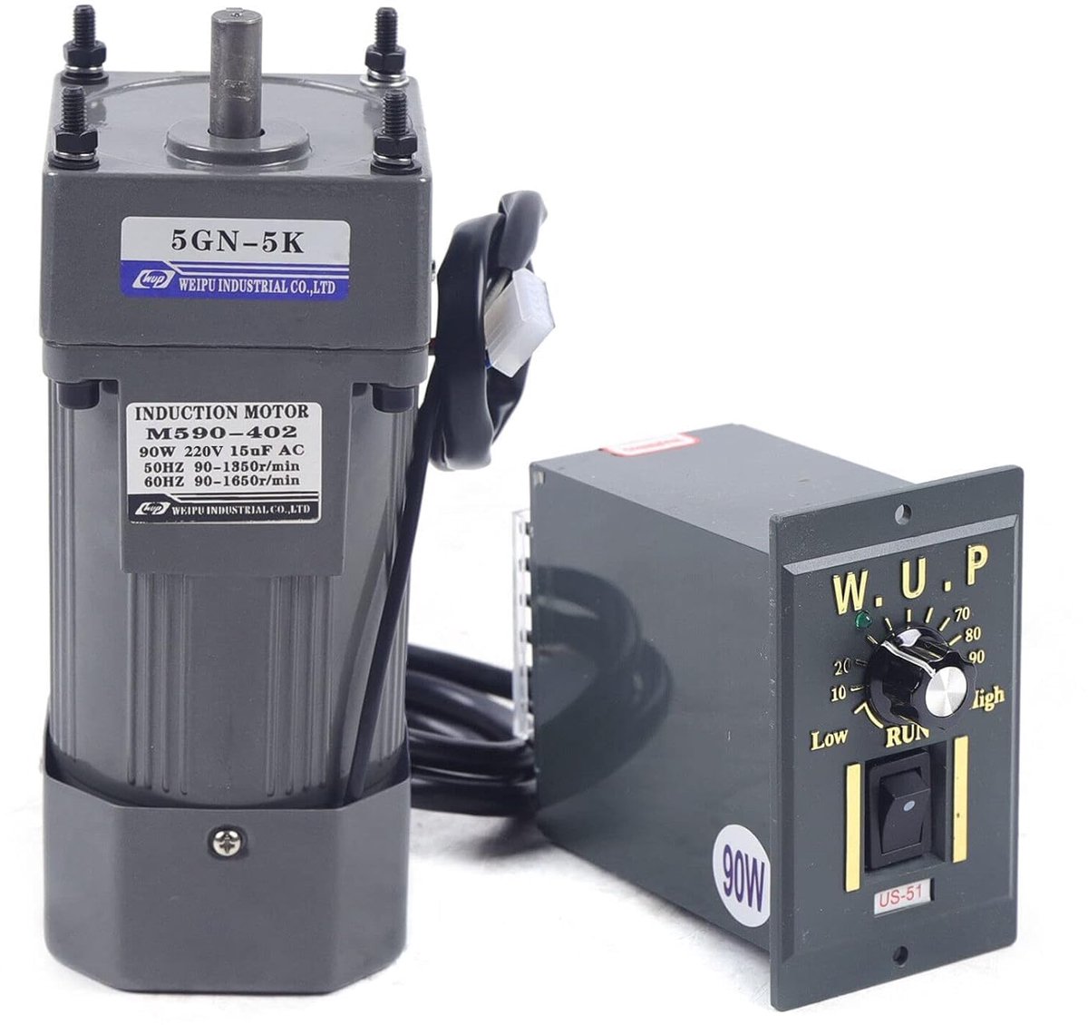 Elektromotor - Transmissiemotor - Snelheid Regelen - Instelbaar Toerental - 90 Watt - Metaal