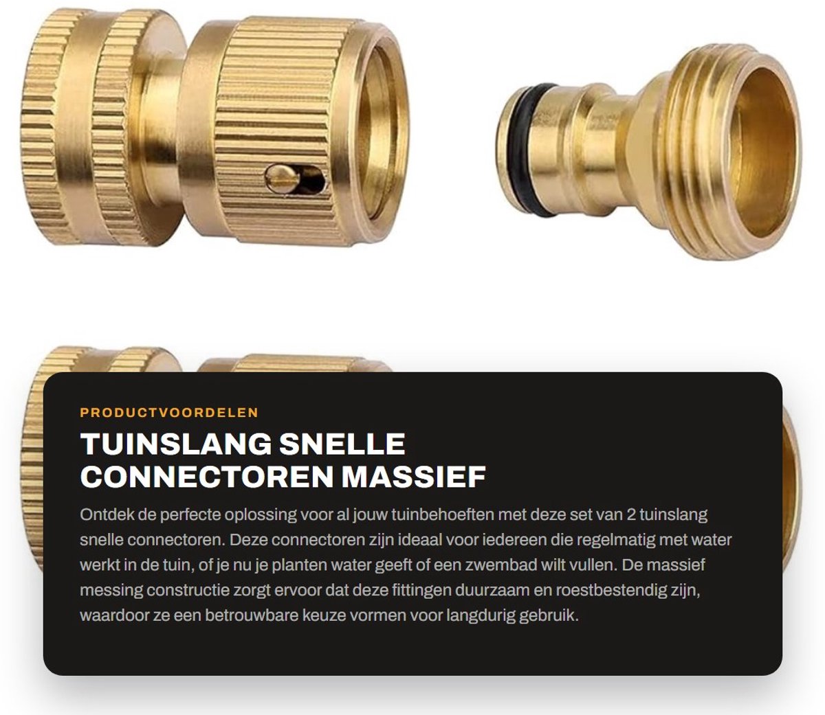 Dailygoods- Tuinslang Connectoren Massief Messing - 3/4 Inch Draad - Snelconnectoren - Lekvrije Fittingen - Mannelijk/Vrouwelijk - Duurzaam Ontwerp - Slangfittingen