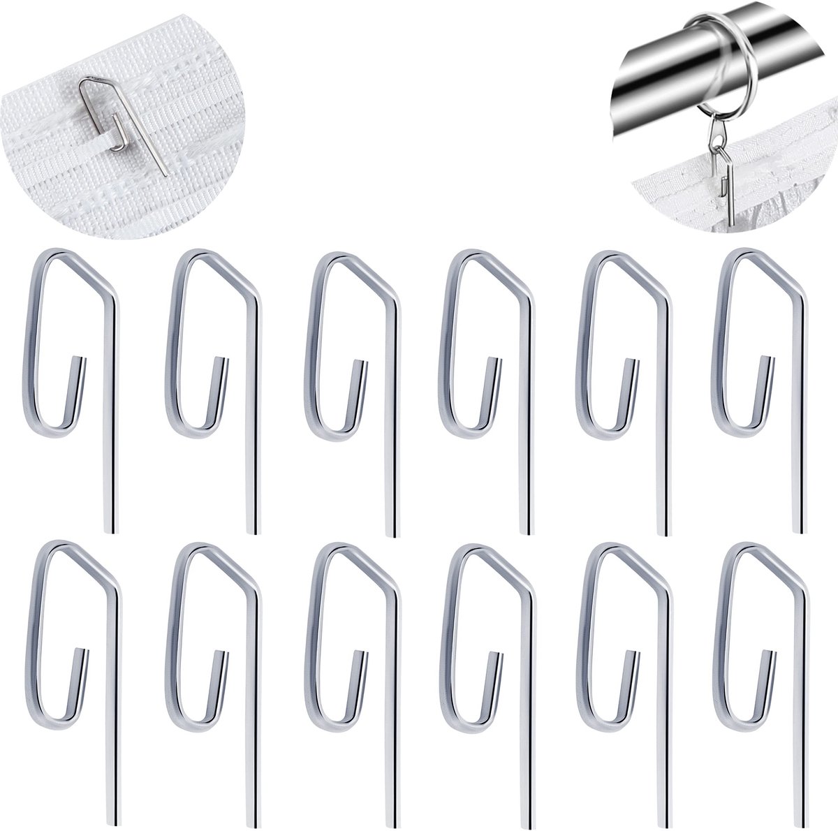 Dailygoods- Gordijnhaken Sterk en Stabiel - Metalen Gordijnhaken - 100 Stuks - Geschikt voor Zware Gordijnen - Eenvoudig te Bevestigen - Hoogwaardige Staal