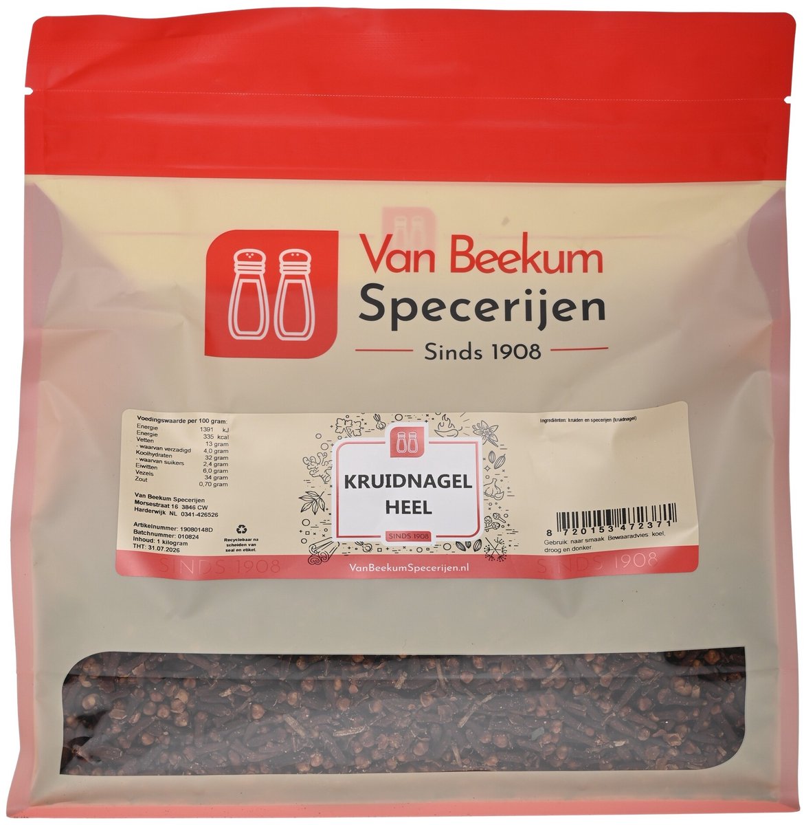 Van Beekum Specerijen - Kruidnagel Heel - 1 KG (hersluitbare stazak)