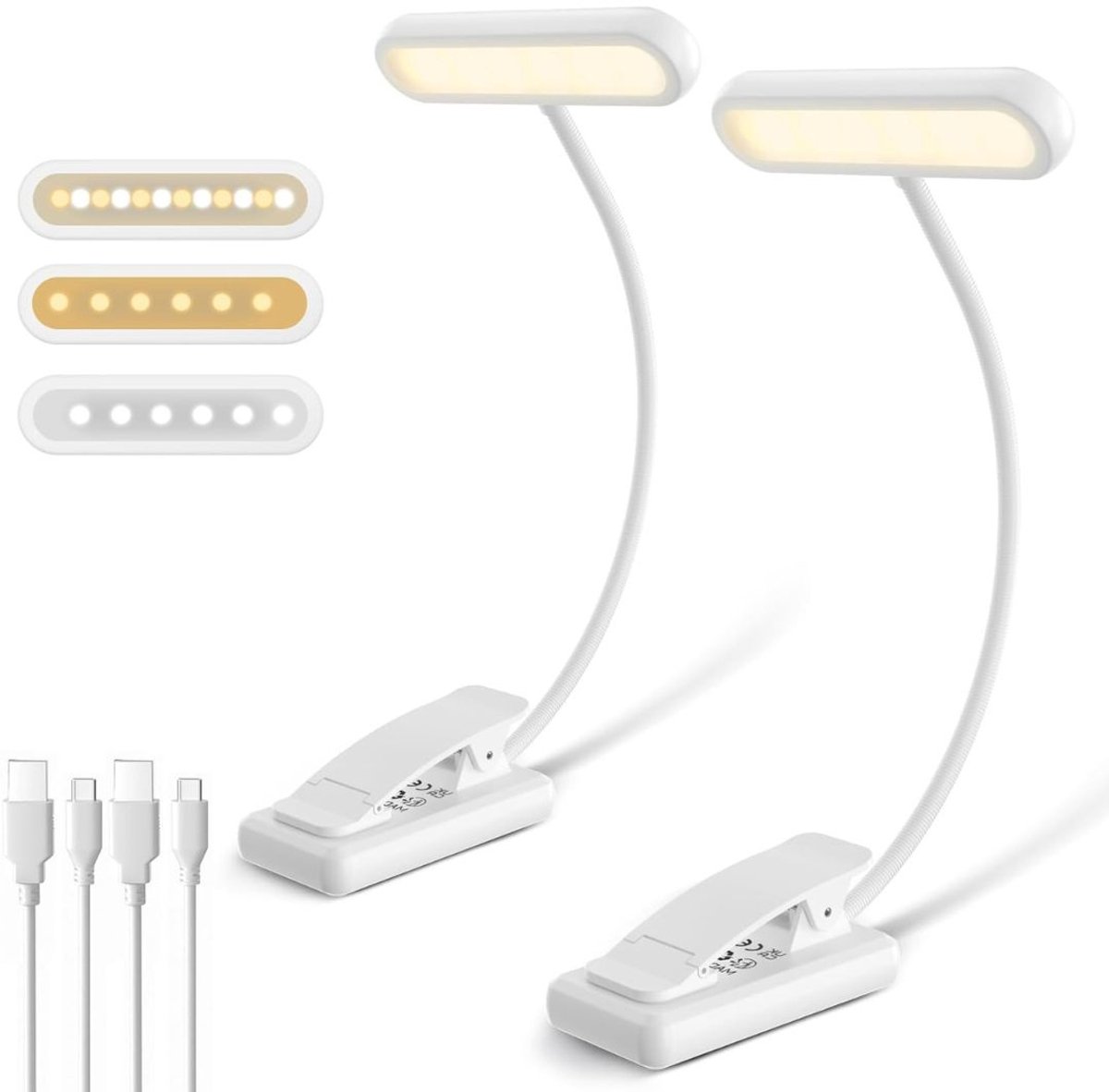 CRLYN® Bedlampjes Hoofdbord - Leeslampjes met Meerdere Standen - Bedlamp Slaapkamer Volwassenen - Wit