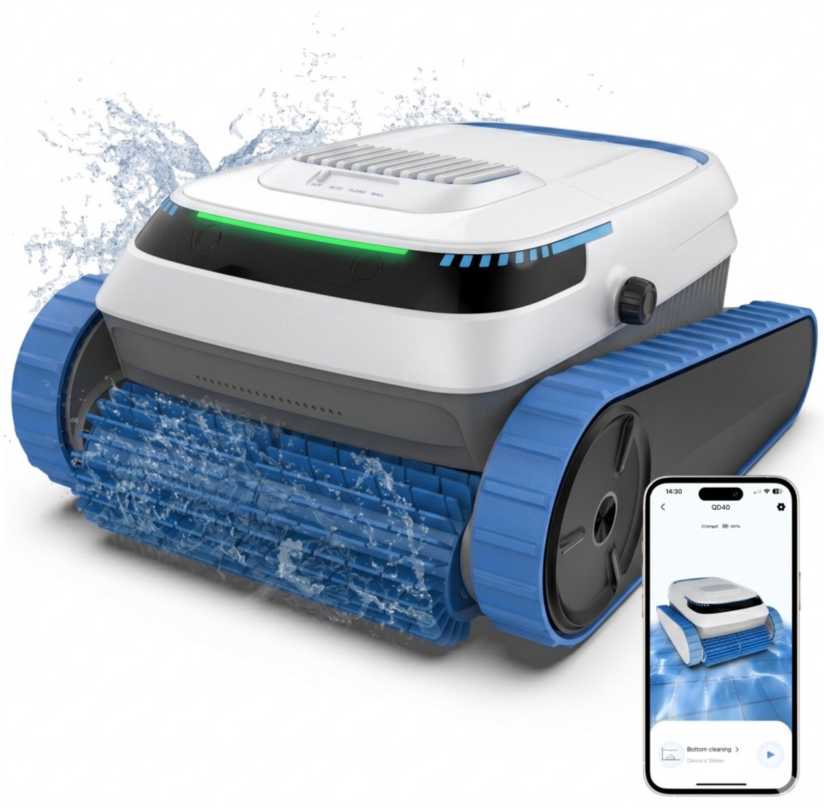 AIRROBO QD40 Zwembadrobot - Zwembad Stofzuiger - Drie Reinigingsmodi - Slimme navigatie - Automatisch parkeren - 120min Looptijd - Draadloos - Met BLE-ondersteuning - Geschikt Voor Zwembaden Tot 170 m²