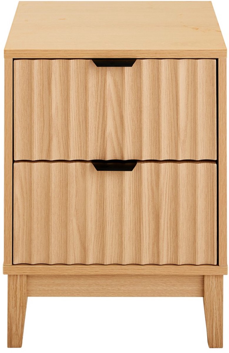 CaliCosy Nachtkastje met 2 lades en geribbelde fronten H52 cm - BOLOGNE Houtlook