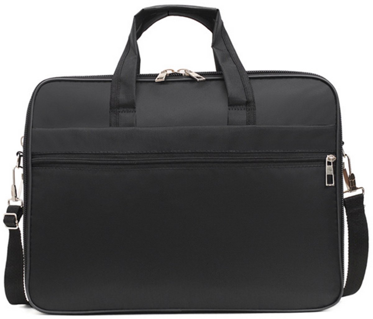 Zakelijke tas van Oxford-stof - laptoptas - herentas - schoudertas - aktetas - 40x30x15 cm - geschikt voor een 14-inch laptop - kan in de hand of over de schouder gedragen worden - zwart