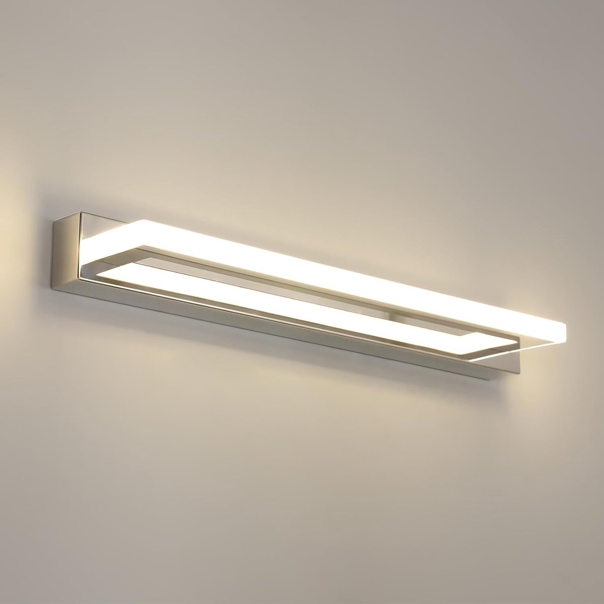 Badkamerspiegellamp 9W 800LM, 42cm, 4500K neutraal wit licht, moderne binnenwandlamp, geschikt voor spiegels, kasten, tafels, toiletten en meubels, zilverkleurig.