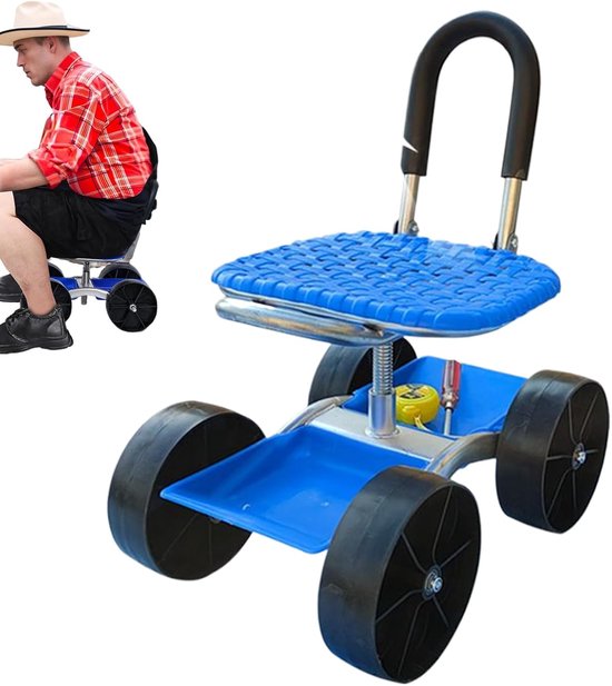 Rollende Tuinwagen - Zitmaaier Gazon - Tuinieren Zonder Pijn - Verstelbare Hoogte - 26x31x26 cm - Groen — afbeelding 4