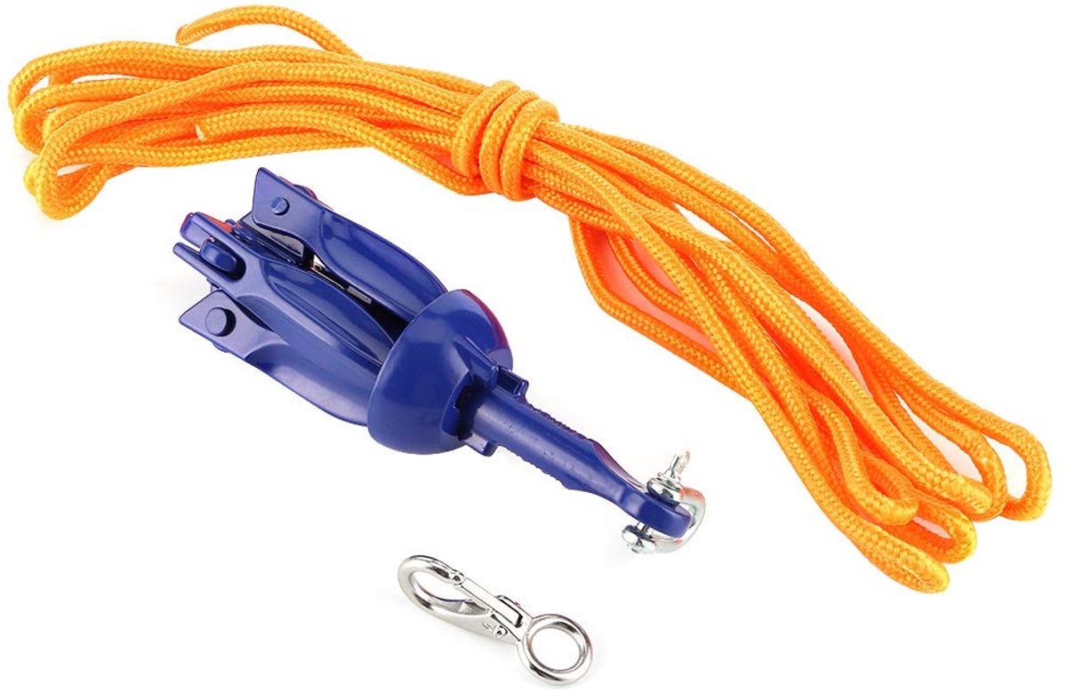 Vouwbare Bootanker - Wateranker Anker - Watersport Stabiliteit - Aluminiumlegering - 5m Touw - Zilverkleurig