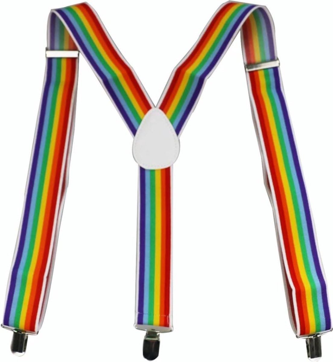 Okado Regenboog Bretels One Size – Verstelbaar Y-Model Bretels met Metalen Clips – Elastische Pride Accessoire voor Carnaval, Festival, Themafeest en Party Outfit