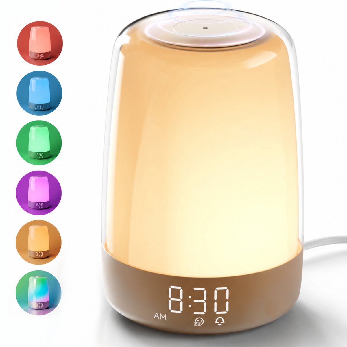 Bol.com BOTC Wake Up Light - Sleep Lamp - Digitale Wekker met lamp - Wit aanbieding
