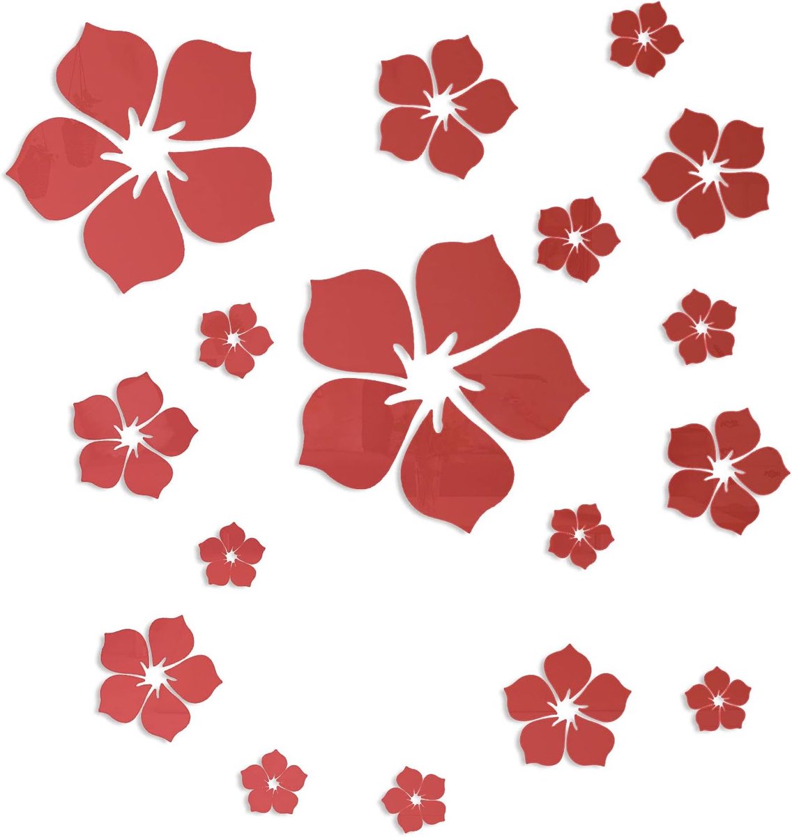 Spiegel Muurdecoratie - Bloem Stickers - Woonkamer Decoratie - Zelfklevend Acryl - 18 Stuk