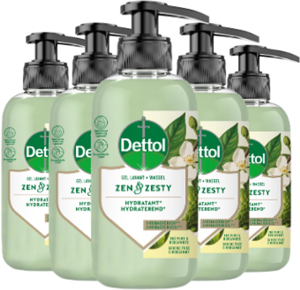 Dettol Handzeep – Antibacterieel – Zen & Zesty – Groene Thee & Bergamot – 300 ml x5