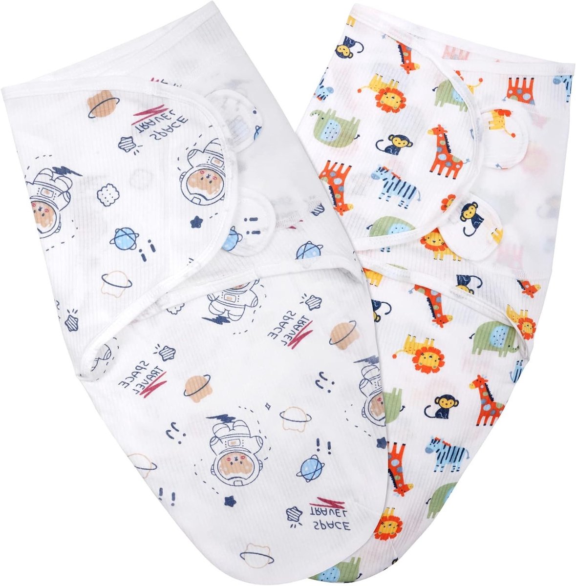Zachte en Ademende Swaddle Doeken voor Baby's 0-3 Maanden, 2-Pack van 100% Biologisch Katoen - Veilig en Verstelbaar voor Pasgeborenen - Blauw