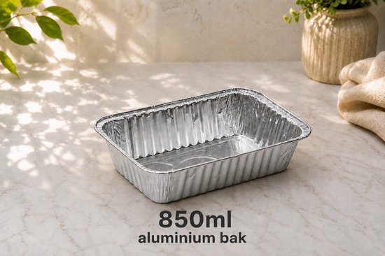 Aluminium Bakjes 850ml - 100 Stuks - Rechthoekige Alu Schalen - 20 x 14,5 x 5 cm - Kapsalon & Maaltijden - IMES PACK