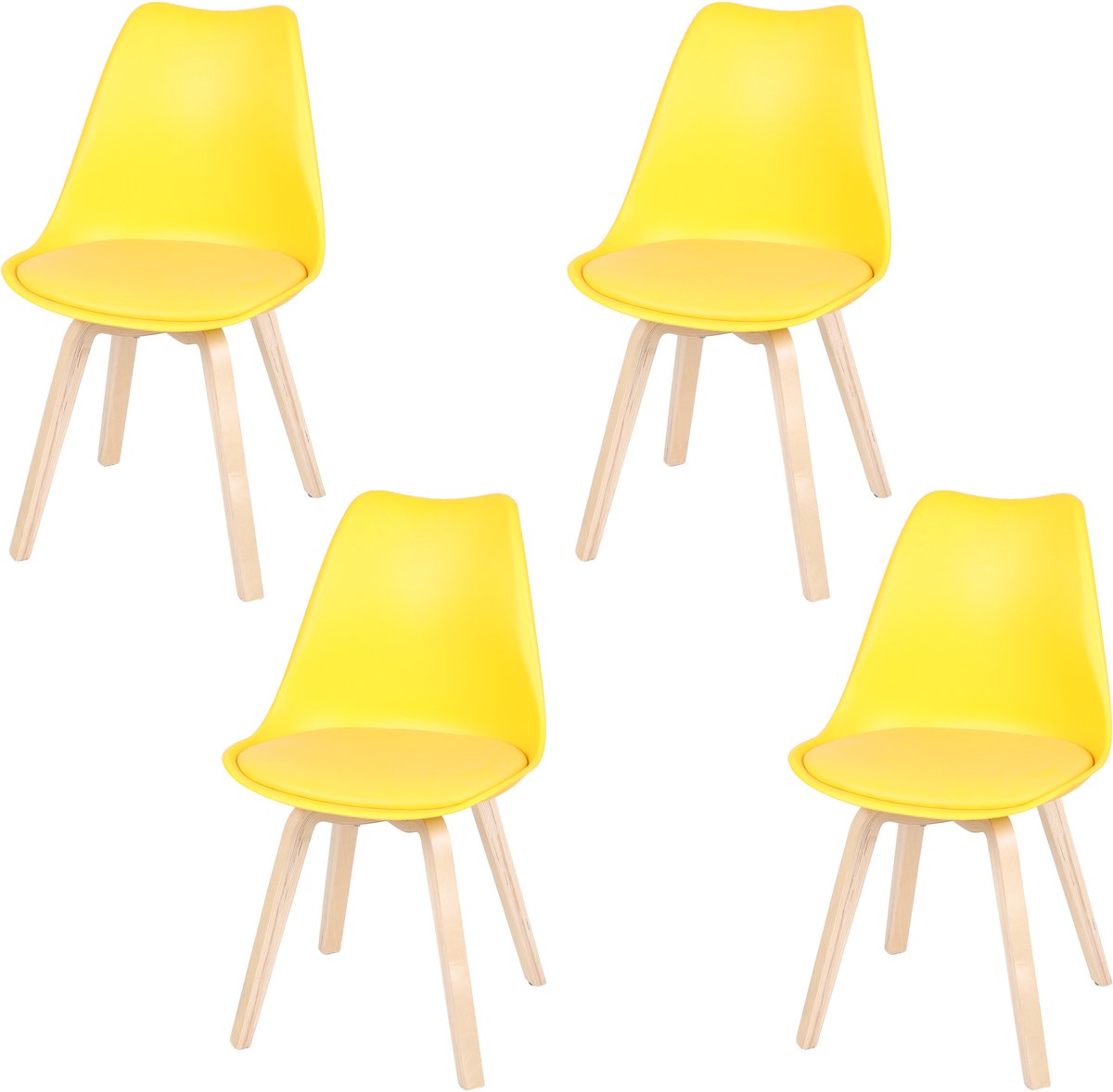 "EMY" SET VAN 4 STOELEN IN MOSTERDGELB MET KUSSEN 45X58X49/H82CM