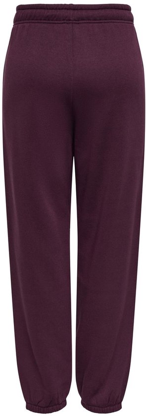 Bordeauxrode joggingbroek met elastische tailleband en koord. De broek heeft een loose fit.