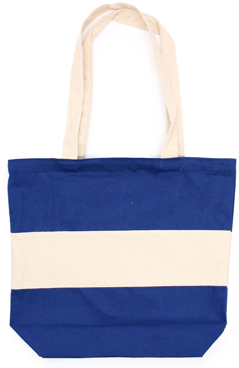 Two Tone Cotton Bag - 38x42x12cm - Blue & Natural - 10oz
