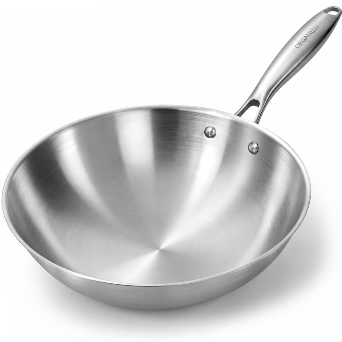 Organess Wokpan RVS 28 cm – Inductie Pan – Roestvrijstaal – Geschikt voor Alle Warmtebronnen