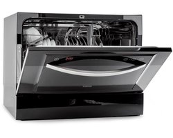Klarstein Vaatwasser mini- voor 6 couverts, stille UV-vaatwasser, compact met 7 wasprogramma's, kleine tafelvaatwasser voor thuis, kantoor, camping, mini-vaatwasser met wateraansluiting - Vaatwasmachine - 6 Maatgedekken 50 cm 1380W - voor Keuken